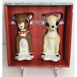 Salt And Pepper Shakers Rudolph And Clarice Ceramic NEW